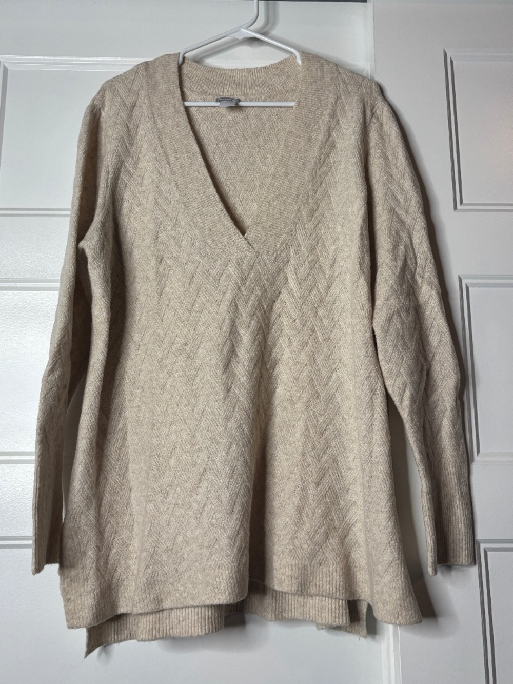 Chico's Long V-Neck Sweater Oatmeal
